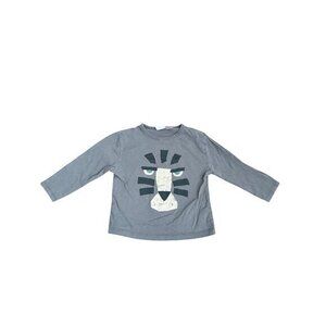 Gray Long-Sleeve Toddler Shirt With Tiger Face Print